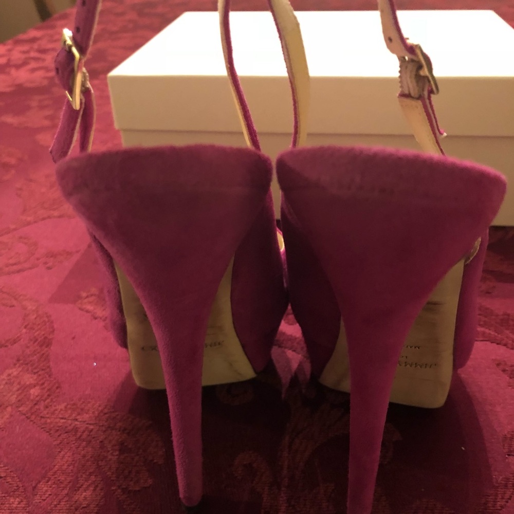 Jimmy Choo fuschia, peep toe, sling-back stilettos - Picture 2 of 4
